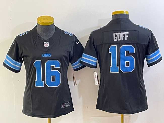 Women%27s Detroit Lions #16 Jared Goff Black 2024 F.U.S.E. 2nd Alternate Vapor Limited Stitched Jersey->women nfl jersey->Women Jersey